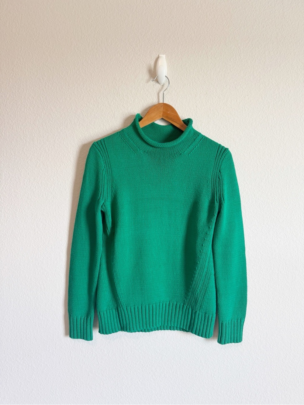 J. Crew Women's Green Cotton 1988 Rollneck Chunky Sweater Size XS